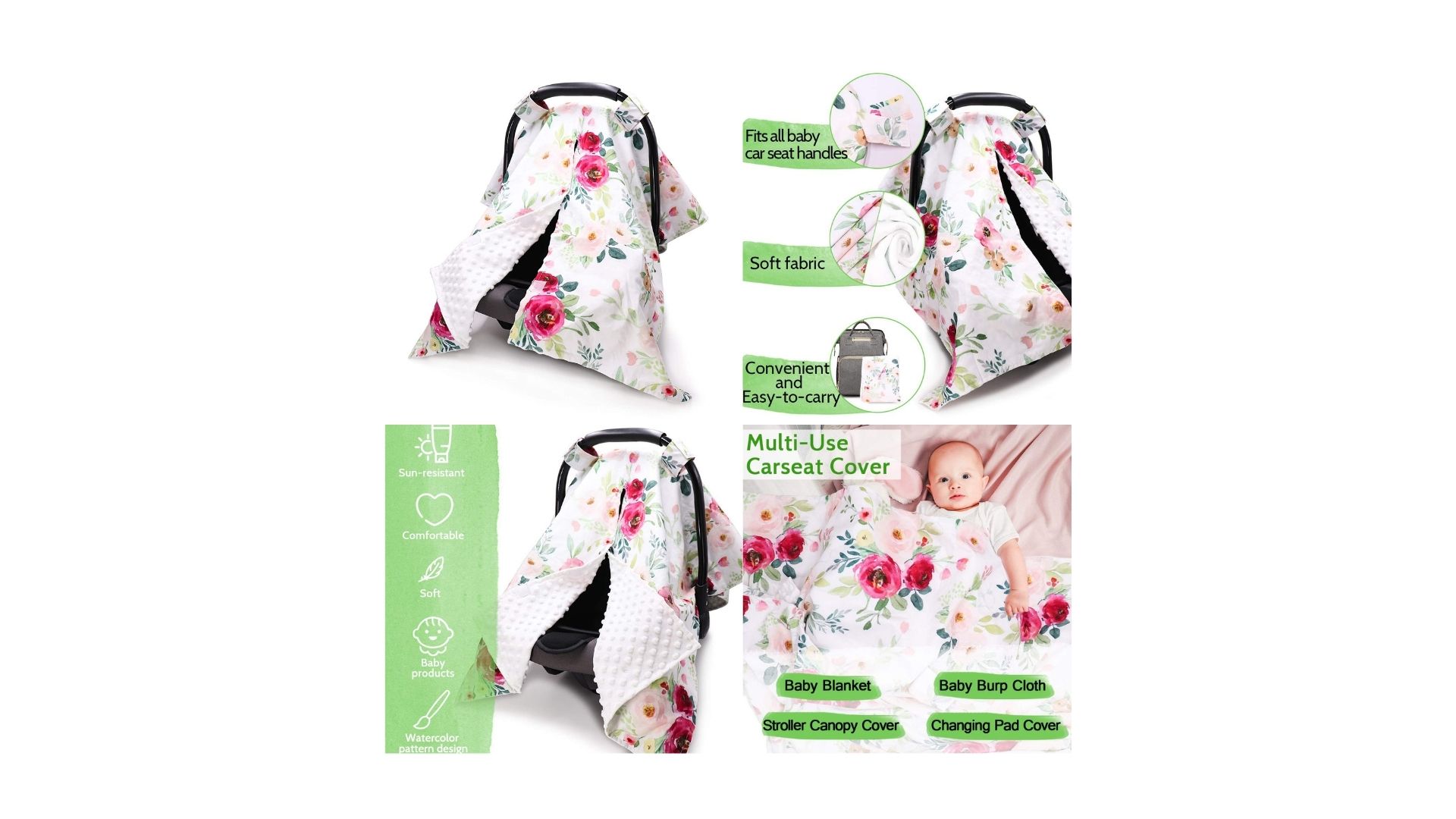 Floral Car Seat Cover for Babies